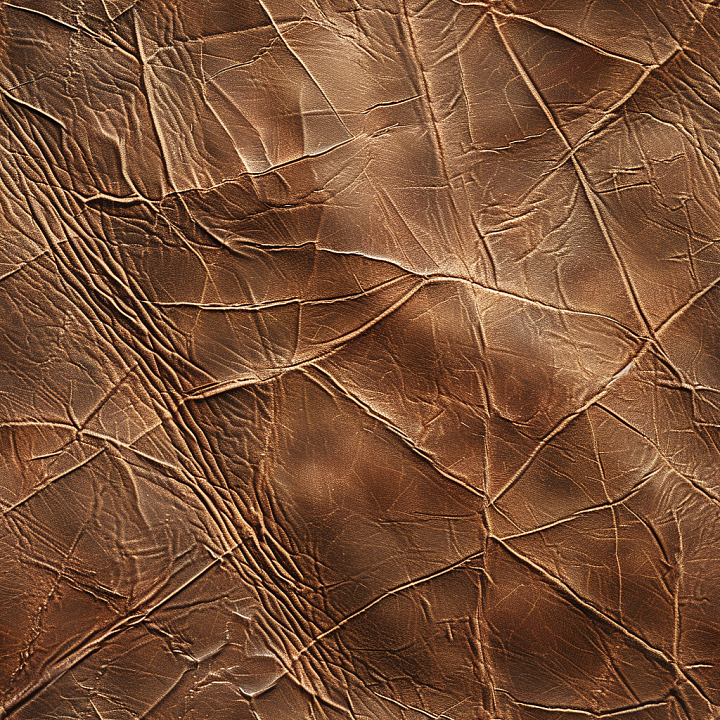 Distressed Brown Leather with Prominent Wrinkles and Cracks seamless PBR texture preview