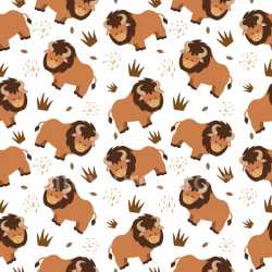Pattern Bundle - Seamless 3D Pattern PBR Texture with Playful Cartoon Bison Motifs and Whimsical Elements texture preview
