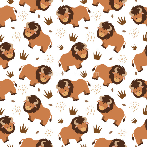 Pattern Bundle - Seamless 3D Pattern PBR Texture with Playful Cartoon Bison Motifs and Whimsical Elements texture preview