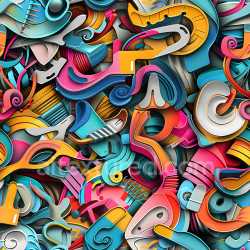 seamless Seamless 3D PBR Texture of Colorful Abstract Graffiti with Smooth Curves texture 8k free download PBR