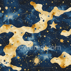 seamless Seamless 3D Stylized Cosmic Camouflage PBR Texture with Starry Night and Gold Accents texture 8k free download PBR