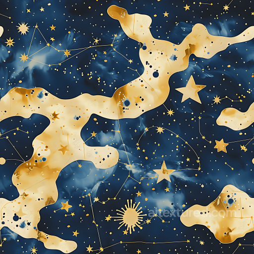 Stylized Cosmic Camouflage PBR Texture with Starry Night and Gold Accents seamless Color Camouflage PBR texture