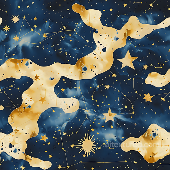 Stylized Cosmic Camouflage PBR Texture with Starry Night and Gold Accents Color Camouflage texture preview
