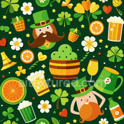 seamless Seamless 3D PBR texture of colorful St Patrick's Day cartoon pattern texture 8k free download PBR