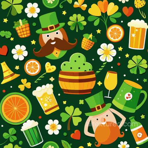 of colorful St Patrick's Day cartoon pattern seamless St patrick digital paper bundle PBR texture