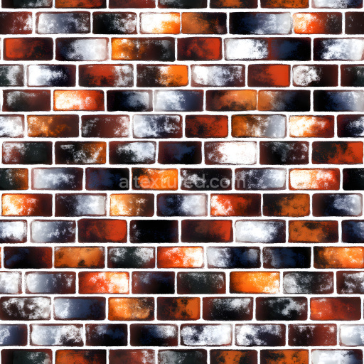 Seamless 3D Cracked Brick Wall PBR Texture with Color Variations and Surface Wear