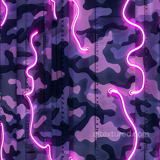 Urban Camouflage Texture in Futuristic Purple Tones with Neon Accents seamless Color Camouflage PBR texture
