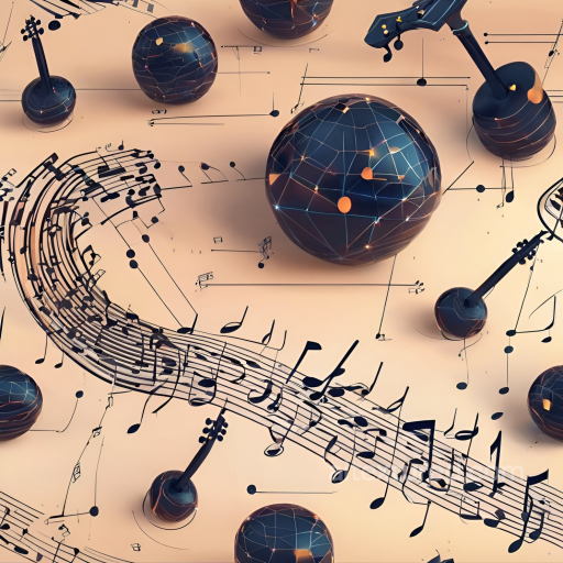 Vintage Scrapbook Texture of Abstract Musical Notes and Spheres seamless Vintage Scrapbook PBR texture
