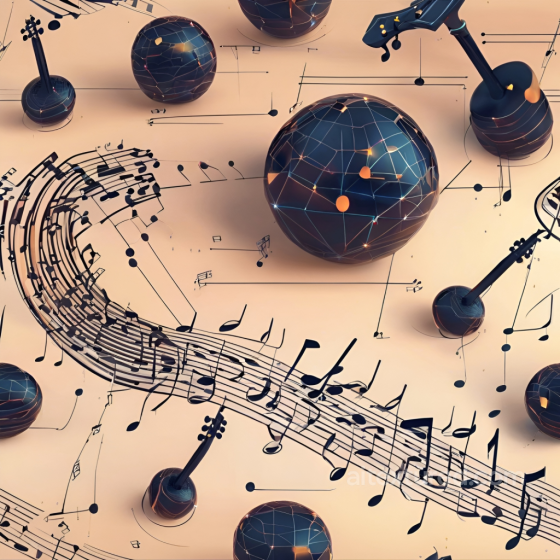 Vintage Scrapbook Texture of Abstract Musical Notes and Spheres Vintage Scrapbook texture preview