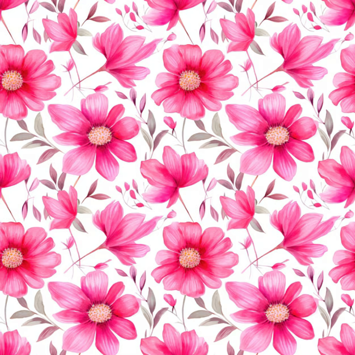 Pink Flower of Pink Flowers on White Fabric Background seamless PBR texture preview