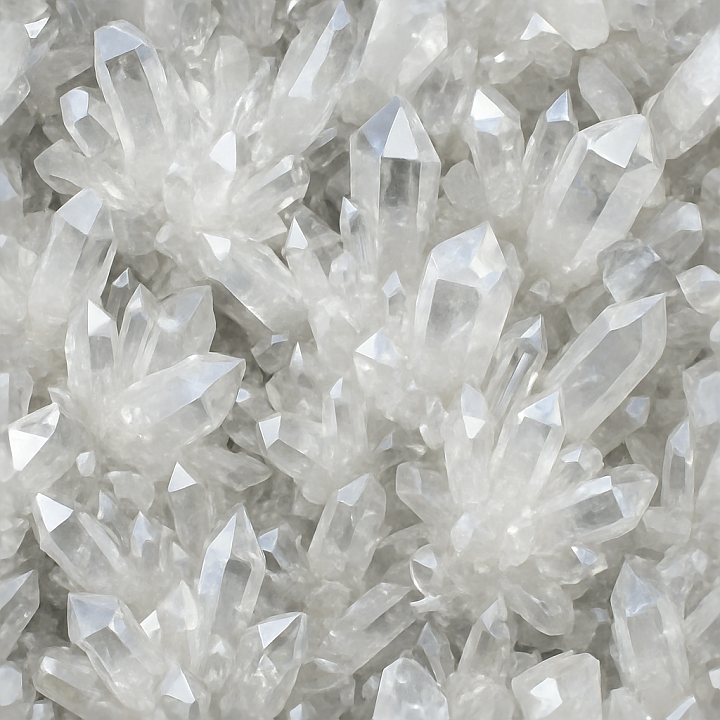 Quartz Crystal Cluster With Prismatic Facets And Sparkling Surface seamless PBR texture preview