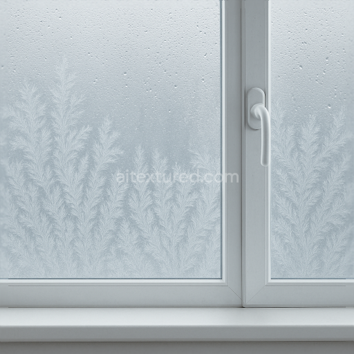 Seamless 8k PBR 3d texture of window frost pattern on frosted glass with subtle condensation drops