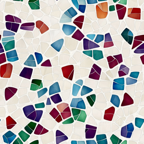 Mosaic PBR Texture with Colorful Irregular Ceramic Tiles Mosaic texture preview