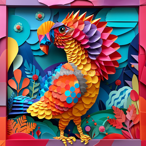 Preview — Seamless 3D PBR Texture Featuring Vibrant Multicolored Dodo Bird Feathers