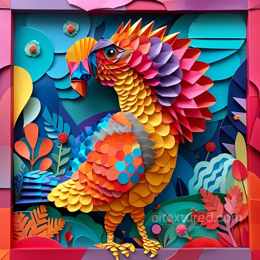 Animal - Seamless 3D PBR Texture Featuring Vibrant Multicolored Dodo Bird Feathers texture preview