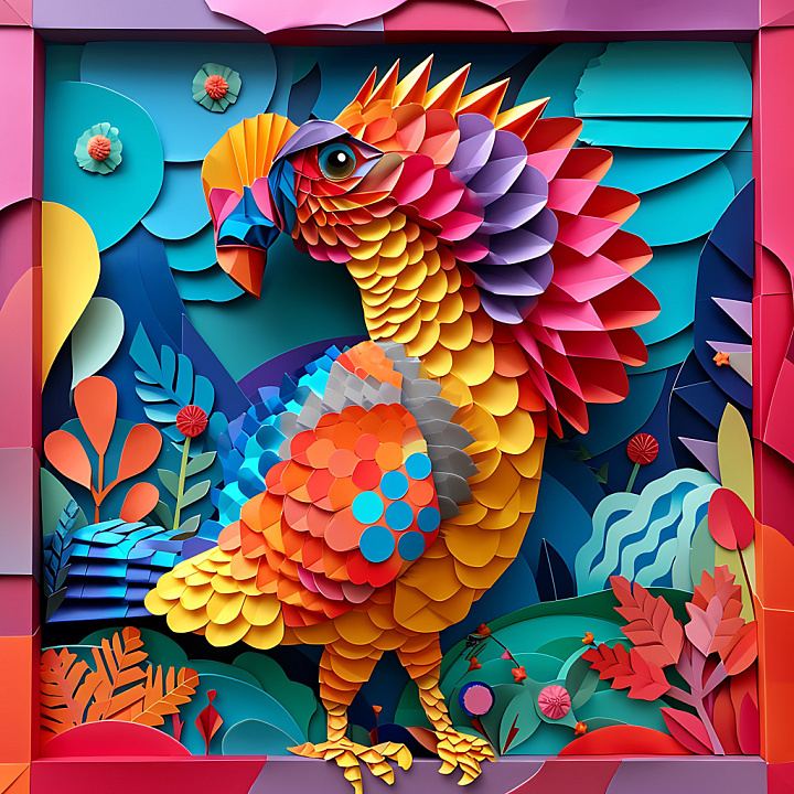 Featuring Vibrant Multicolored Dodo Bird Feathers seamless PBR texture preview