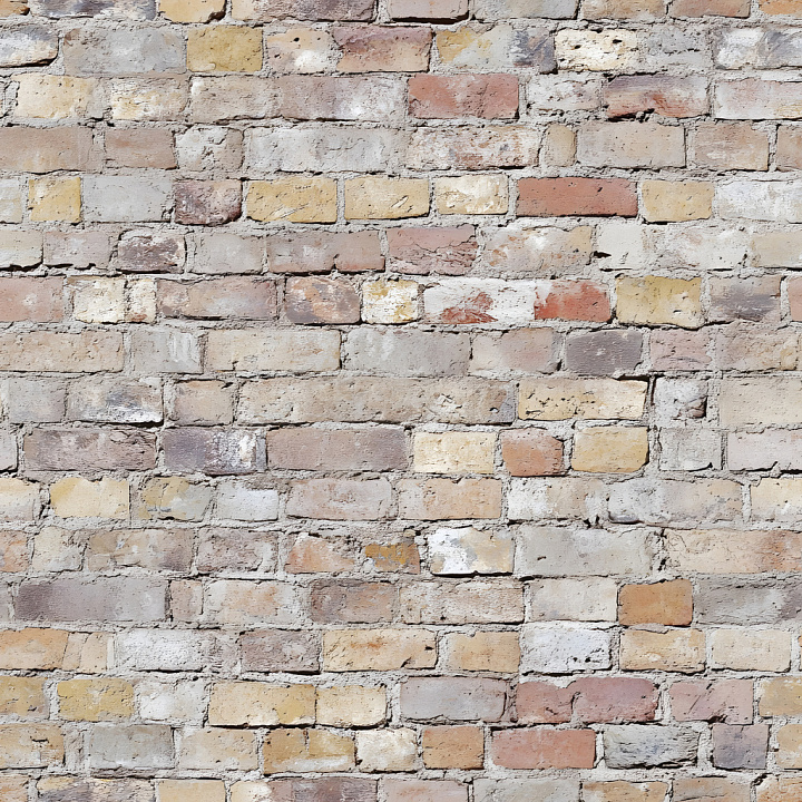 Cracked Old Brick Wall with Multicolor Weathered Bricks seamless PBR texture preview