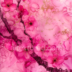 seamless Seamless 3D Alcohol Ink PBR Texture Featuring Pink Floral Blooms and Delicate Gold Veins texture 8k free download PBR