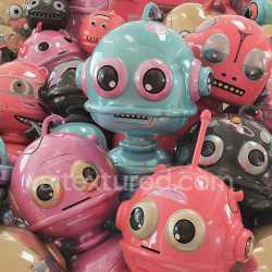 seamless Seamless 3D Inflated PBR Texture of Glossy Multicolor Inflated Robot Vinyl Panels texture 8k free download PBR