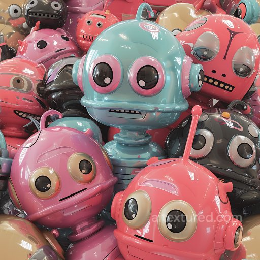 Inflated PBR Texture of Glossy Vinyl Robot Surfaces in Pastel Colors seamless Inflated PBR texture