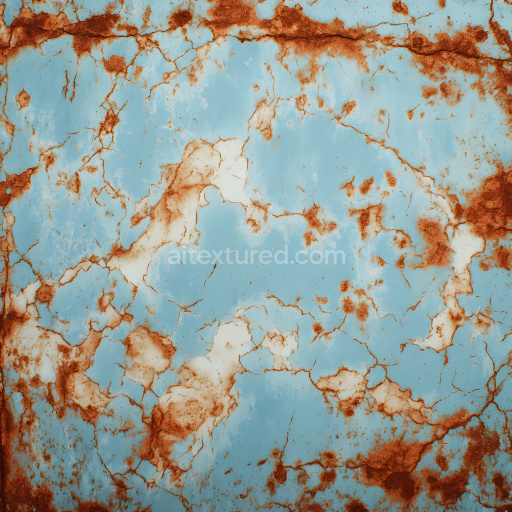 Seamless 3D PBR Rusty Metal Texture with Cracks and Rust Patches in Blue