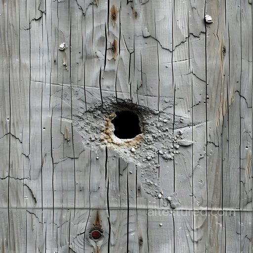 Cracked Painted Wood Texture Featuring Central Hole and Weathered Grain seamless Cracked & Holes PBR texture