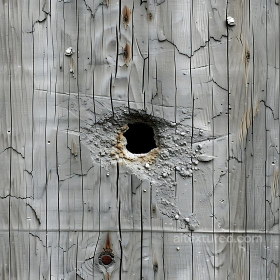 Cracked Painted Wood Texture Featuring Central Hole and Weathered Grain Cracked & Holes texture preview
