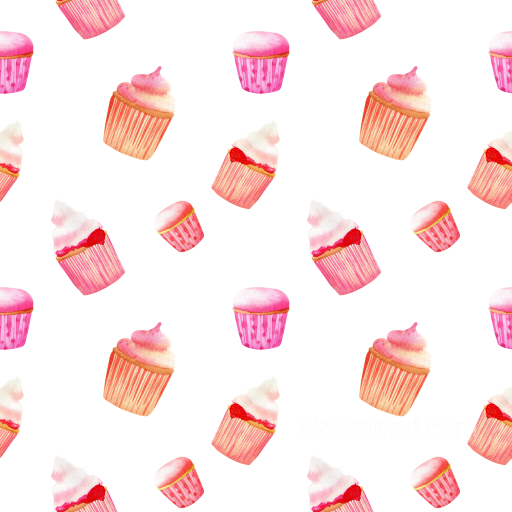 Featuring Pink Cupcake Pattern on White Background seamless Birthday PBR texture