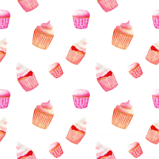 Featuring Pink Cupcake Pattern on White Background Birthday texture preview