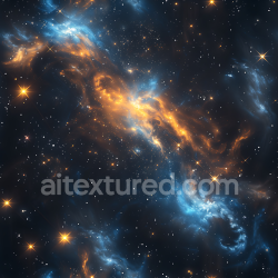 seamless Seamless 3D Space PBR Texture Featuring Vibrant Blue and Orange Nebula Clouds with Starfield texture 8k free download PBR