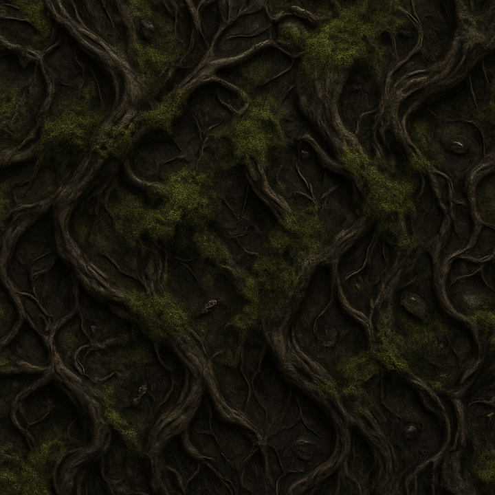 Creepy Moss Covered Twisted Branches seamless PBR texture preview