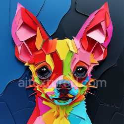 seamless Seamless 3D PBR Texture Featuring Colorful Origami Style Chihuahua Illustration texture 8k free download PBR