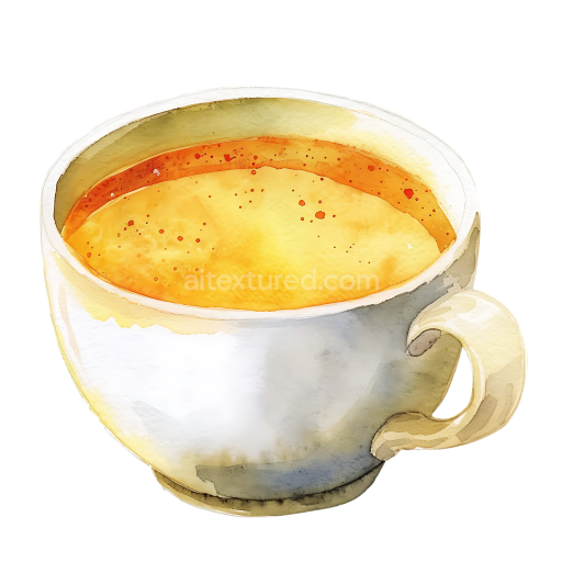 Watercolor Bone Broth in White Cup Breakfast Illustration
