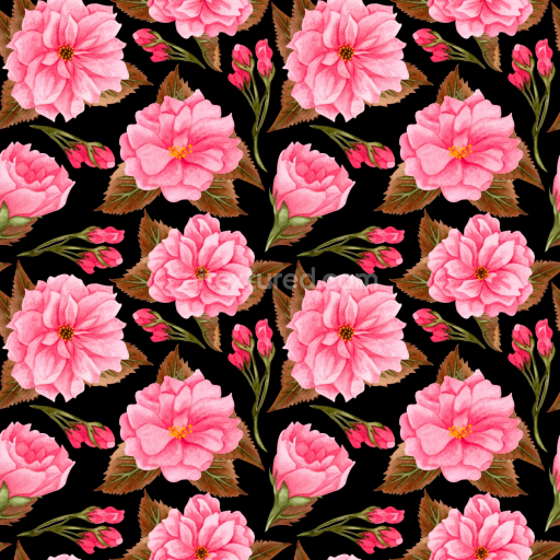 Seamless 3D PBR Pink Flower Fabric Texture with Floral Pattern