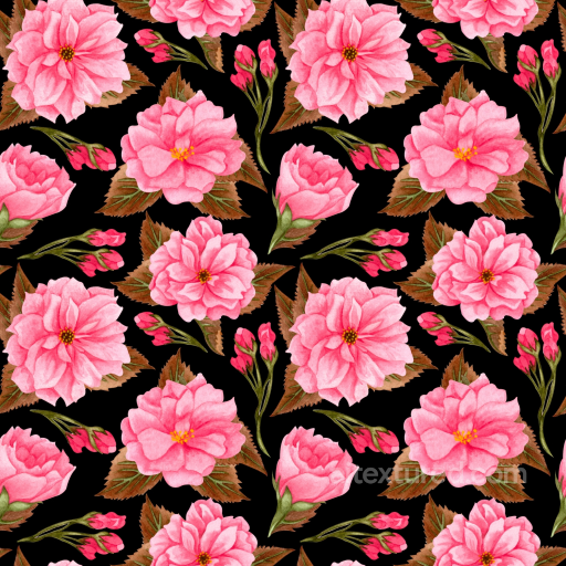 Pink Flower Fabric Texture with Floral Pattern seamless Pink Flower PBR texture