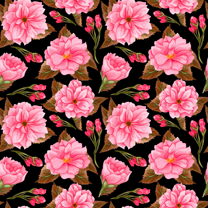 Pink Flower Fabric with Floral Pattern seamless PBR texture preview