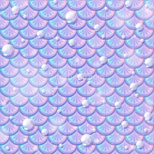 Seamless 3D PBR Mermaid Scale Texture with Iridescent Pastel Scales and Water Droplets