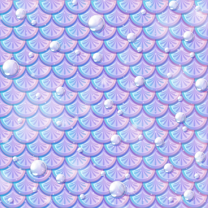 Mermaid Scale with Iridescent Pastel Scales and Water Droplets seamless PBR texture preview