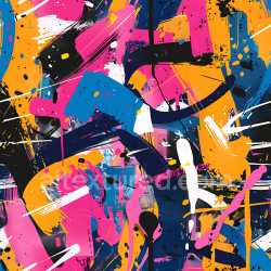 seamless Seamless 3D PBR Graffiti Texture Featuring Bright Pink, Orange, Blue, and Black Spray Painting texture 8k free download PBR