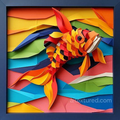 Animal - Seamless 3D PBR texture of vibrant koi fish scales with layered origami style colors texture preview