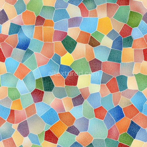 Seamless 3D PBR Texture of Colorful Cracked Ceramic Mosaic with Irregular Tiles texture preview