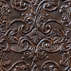 seamless Seamless 3D Embossed Dark Brown Leather PBR Texture with Ornate Floral Patterns texture 8k free download PBR