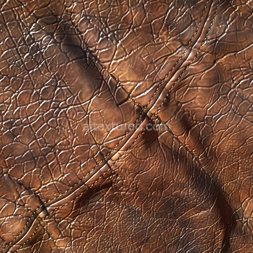 Seamless 3D PBR Cracked and Stitched Brown Leather Texture with Natural Wrinkles