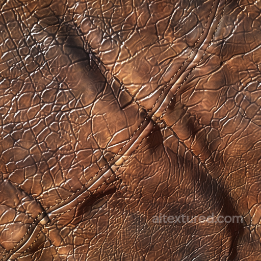 Cracked and Stitched Brown Leather Texture with Natural Wrinkles seamless Leather PBR texture