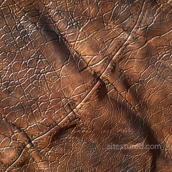 Cracked and Stitched Brown Leather Texture with Natural Wrinkles Leather texture preview