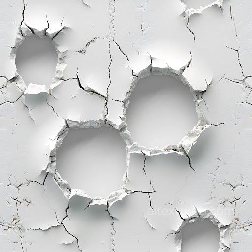 Cracked Plaster Texture with Large Holes and White Peeling Surface seamless Cracked & Holes PBR texture