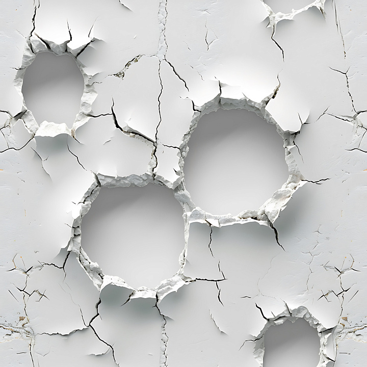 Cracked Plaster with Large Holes and White Peeling Surface seamless PBR texture preview