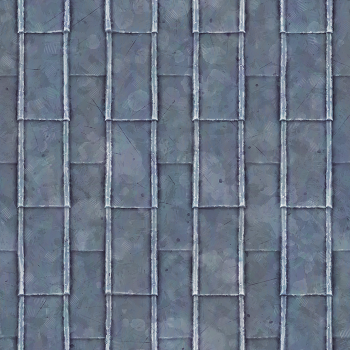 Stylized Cartoon Metal Roof Shingles seamless PBR texture preview
