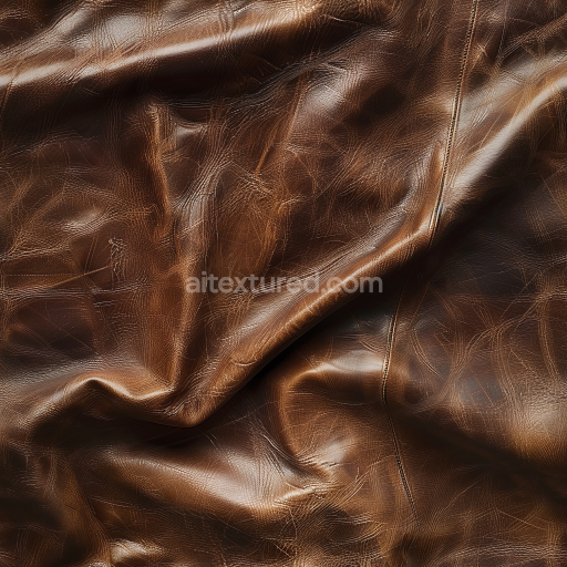 Seamless 3D PBR Texture of Wrinkled Brown Leather with Stitching Detail