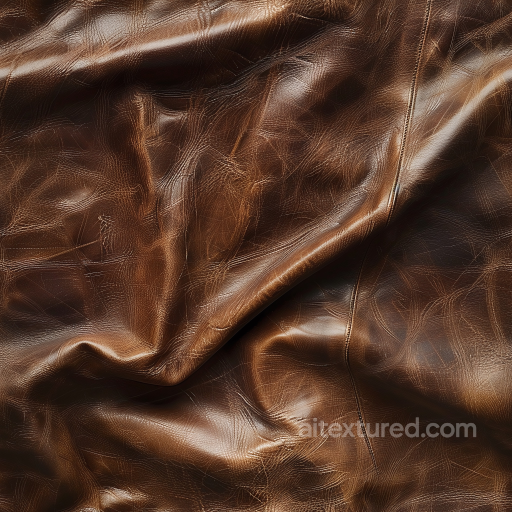 Wrinkled Brown Leather Seamless Texture with Stitching Detail seamless Leather PBR texture